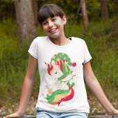 魔法のクリスマスユニコーンガーリーかわいい トライブレンドTシャツ