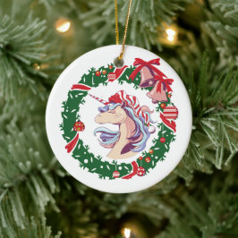 魔法のクリスマスユニコーン セラミックオーナメント