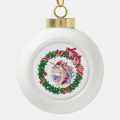 魔法のクリスマスユニコーン セラミックボールオーナメント (正面)