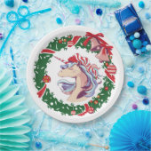 魔法のクリスマスユニコーン ペーパープレート (パーティー)