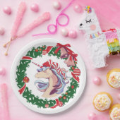 魔法のクリスマスユニコーン ペーパープレート (パーティー)