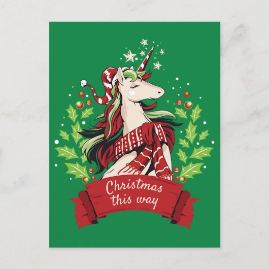 魔法のクリスマスユニコーン ポストカード (正面)