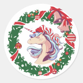 魔法のクリスマスユニコーン ラウンドシール