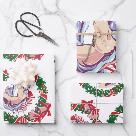 魔法のクリスマスユニコーン ラッピングペーパーシート (正面)