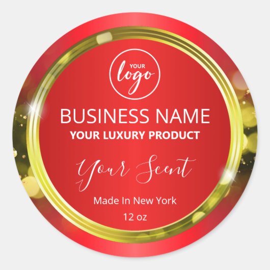 魔法のクリスマスレッド金ゴールドロゴ製品ラベル ラウンドシール (正面)