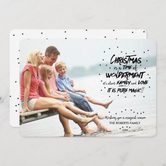 魔法のクリスマス写真の休日 シーズンカード (正面/裏面)