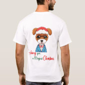 魔法のクリスマス犬を祈る Tシャツ (裏面)