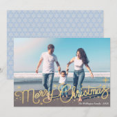 魔法のクリスマス金ゴールドスクリプトのグリーティングカード シーズンカード (正面/裏面)