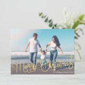 魔法のクリスマス金ゴールドスクリプトのグリーティングカード シーズンカード (スタンド正面)