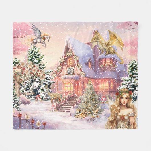 魔法のクリスマス・フェアリー フリースブランケット (正面(横))