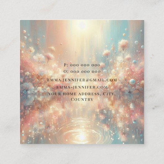 魔法のグリッターの背景 スクエア名刺 (裏面)
