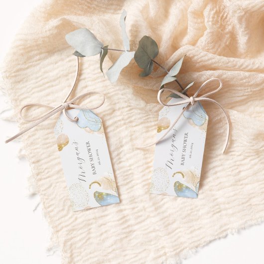 魔法のグリッター抽象芸術ベビーシャワーモノグラム ギフトタグ