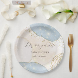 魔法のグリッター抽象芸術ベビーシャワーモノグラム ペーパープレート