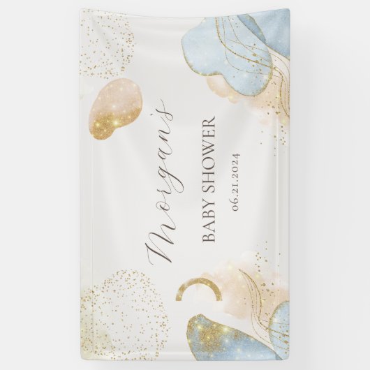 魔法のグリッター抽象芸術ベビーシャワーモノグラム 横断幕 (縦)