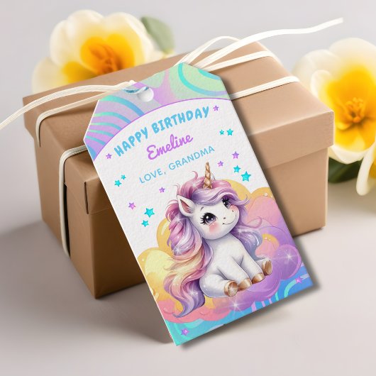魔法のグリッター ユニコーン 誕生日パーティー ギフトタグ