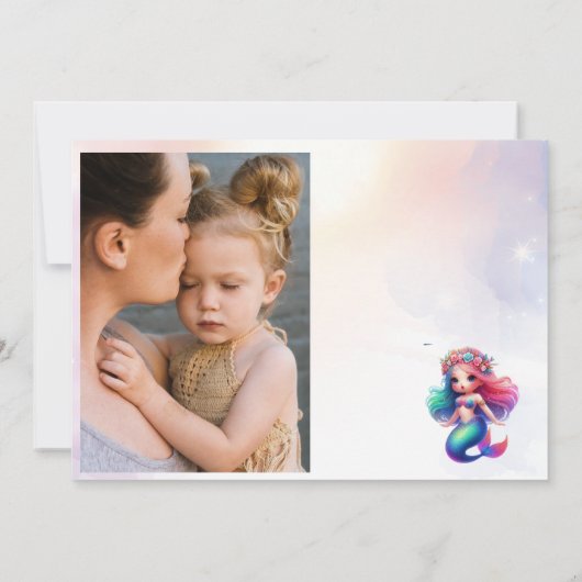 魔法のグリーンマーメイド2nd誕生日パーティーガール 招待状 (裏面)