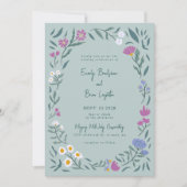 魔法のグリーンメドウフラワーズ結婚式招待状 招待状 (正面)