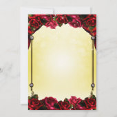 魔法のグロー赤ローズイエロー金ゴールド輝結婚き 招待状 (裏面)