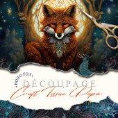 魔法のケルトキツネムーンライトフォークアートデクページ 薄葉紙