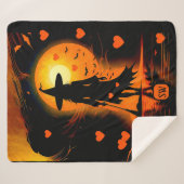 魔法のゴシックオレンジハートモノグラム魔女 シェルパブランケット (正面(横))