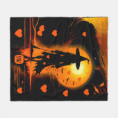 魔法のゴシックオレンジハートモノグラム魔女 フリースブランケット (正面(横))