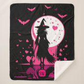 魔法のゴシック様式のピンクハートは私のバレンタインの魔女 シェルパブランケット (正面)