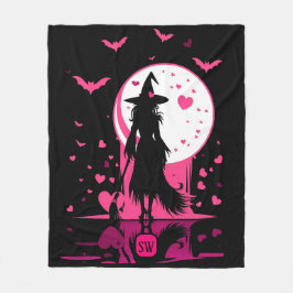 魔法のゴシック様式のピンクハートは私のバレンタインの魔女 フリースブランケット