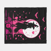 魔法のゴシック様式のピンクハートは私のバレンタインの魔女 フリースブランケット (正面(横))