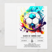 魔法のゴールオンラインサッカー誕生日 招待状 (正面/裏面)