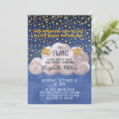 魔法のゴールデンスターズ海軍ブルーツインズベビーシャワー 招待状 (スタンド正面)