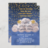 魔法のゴールデンスターズ海軍ブルーツインズベビーシャワーI 招待状 (正面/裏面)