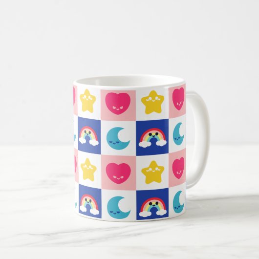 魔法のサイプキュート市松模様にマグ コーヒーマグカップ (正面右)