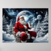 魔法のサンタ宇宙背景クリスマス ポスター (正面)