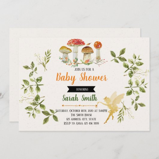 魔法のシャワー パーティー招待状 招待状 (正面/裏面)