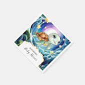 魔法のシンプルウミガメ赤ちゃんシャワー スタンダードカクテルナプキン (角)