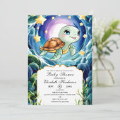 魔法のシンプルウミガメ赤ちゃんシャワー 招待状 (スタンド正面)