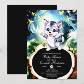 魔法のシンプルオオカミベイビーシャワー 招待状 (正面/裏面)