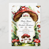 魔法のシンプルキノコ赤ちゃんシャワー 招待状 (正面/裏面)