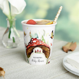 魔法のシンプルキノコ赤ちゃんシャワー 紙コップ