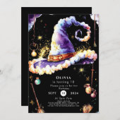 魔法のシンプルボホウィザードバースデー 招待状 (正面/裏面)