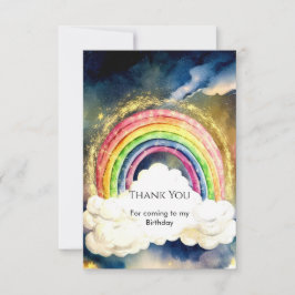 魔法のシンプルレインボー誕生日 サンキューカード