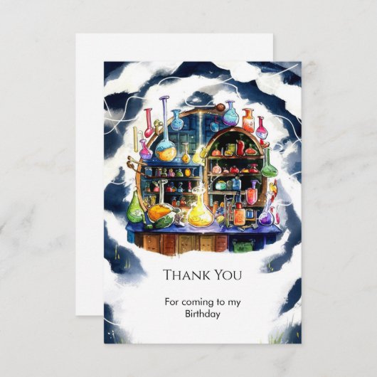 魔法のシンプル化学 サイエンティストの誕生日 サンキューカード (正面/裏面)