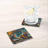 魔法のジャングルに虎の子 スクエアペーパーコースター (インサイチュ)