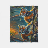 魔法のジャングルに虎の子 フリースブランケット (正面)