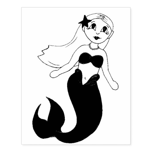 魔法のスイミングマーメイドガールテール海海 ラバースタンプ (インプリント)