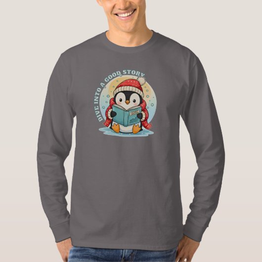 魔法のストーリータイムペンギン長袖コットンティー Tシャツ (正面)