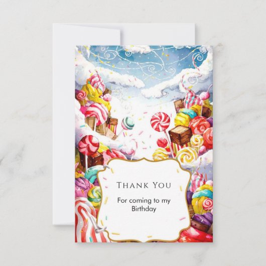 魔法のスパークル キャンディーランド 誕生日 サンキューカード (正面)