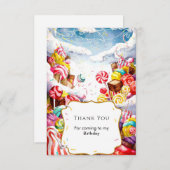 魔法のスパークル キャンディーランド 誕生日 サンキューカード (正面/裏面)