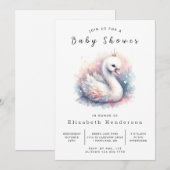 魔法のスワン 赤ちゃんのお祝い 招待状 (正面/裏面)