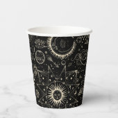 魔法のタロット星占いボーホ天体パターン 紙コップ (裏面)